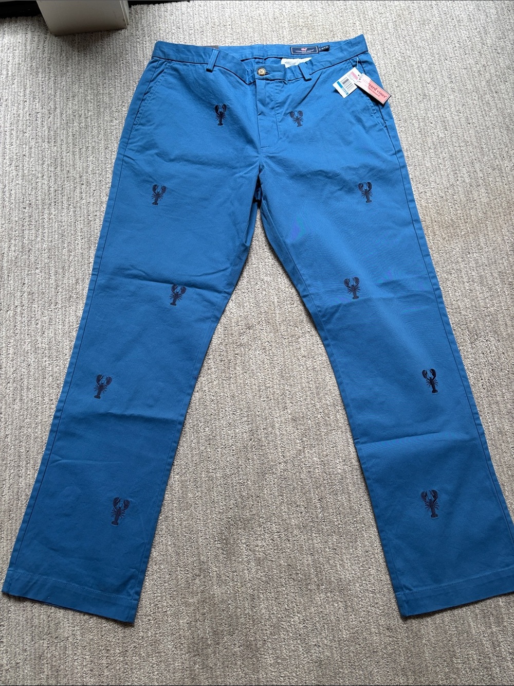 NWT Men's Vineyard Vines Blue Embroidered Lobster Chino Pants 36x32